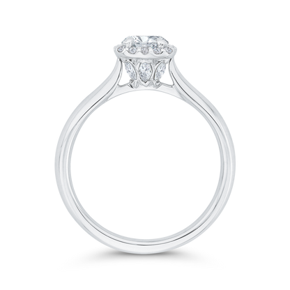 Diamond Halo Engagement Ring in 14K White Gold