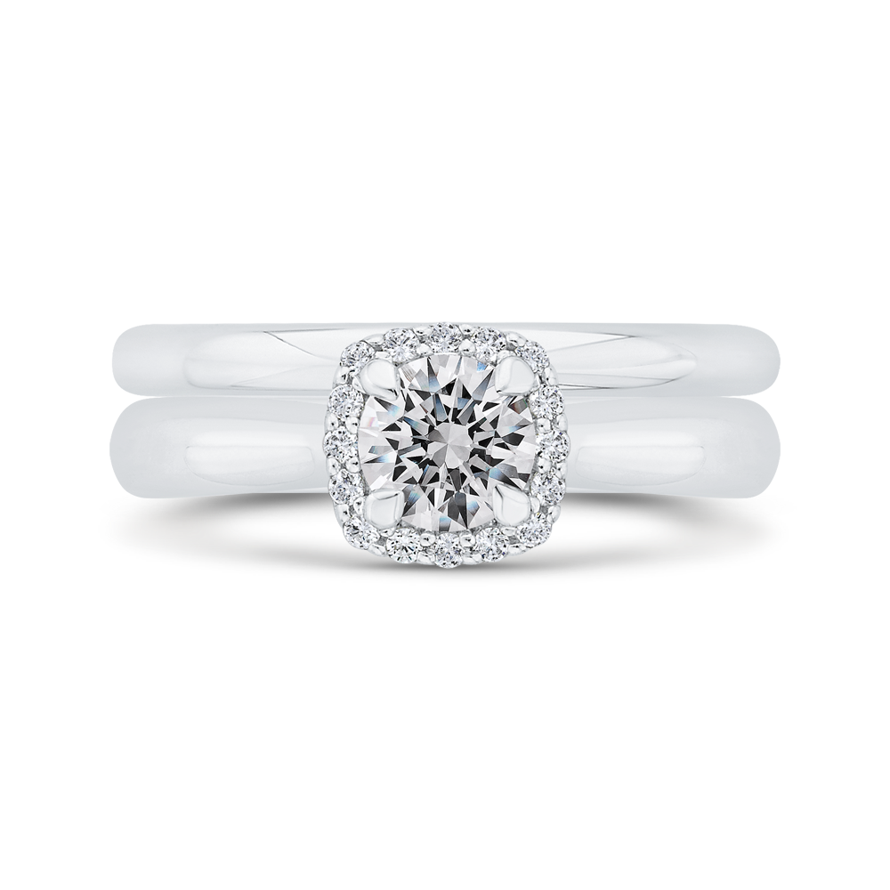 Diamond Halo Engagement Ring in 14K White Gold