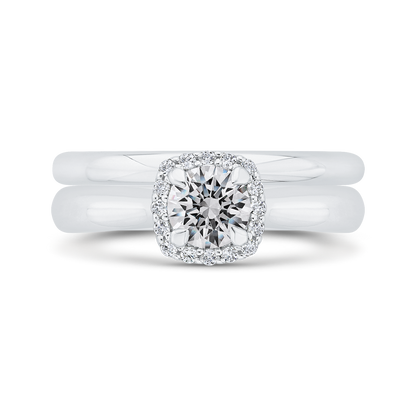 Diamond Halo Engagement Ring in 14K White Gold