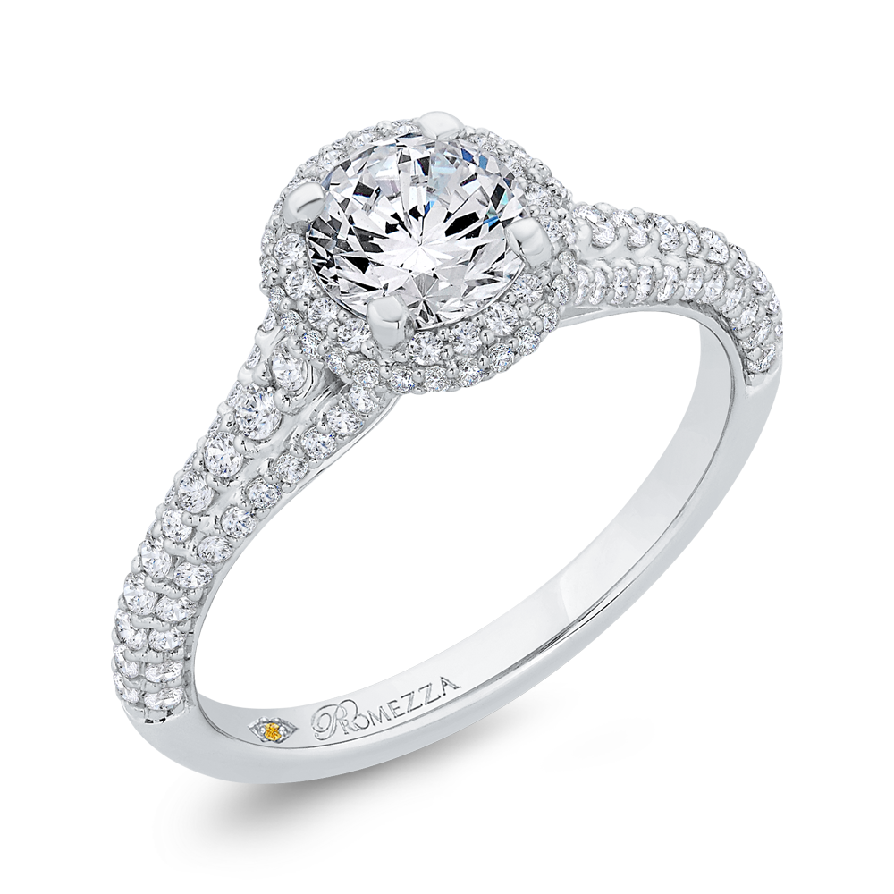 Diamond Halo Engagement Ring in 14K White Gold