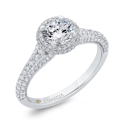 Diamond Halo Engagement Ring in 14K White Gold