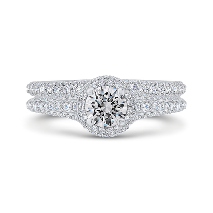 Diamond Halo Engagement Ring in 14K White Gold