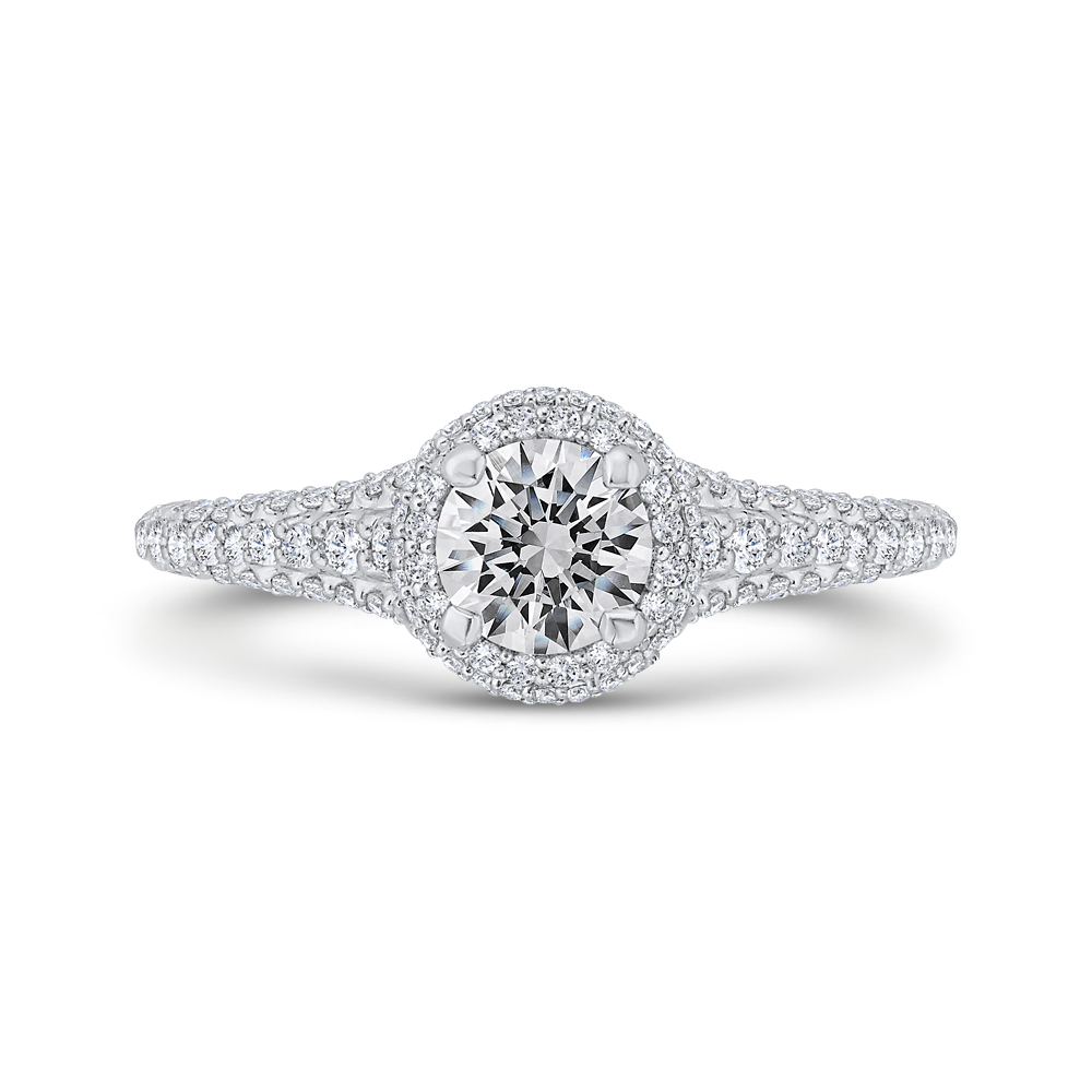 Diamond Halo Engagement Ring in 14K White Gold