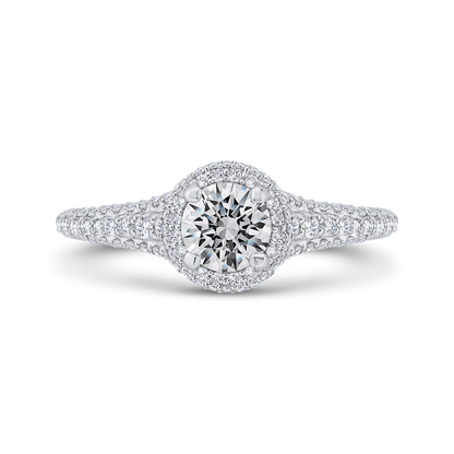 Diamond Halo Engagement Ring in 14K White Gold