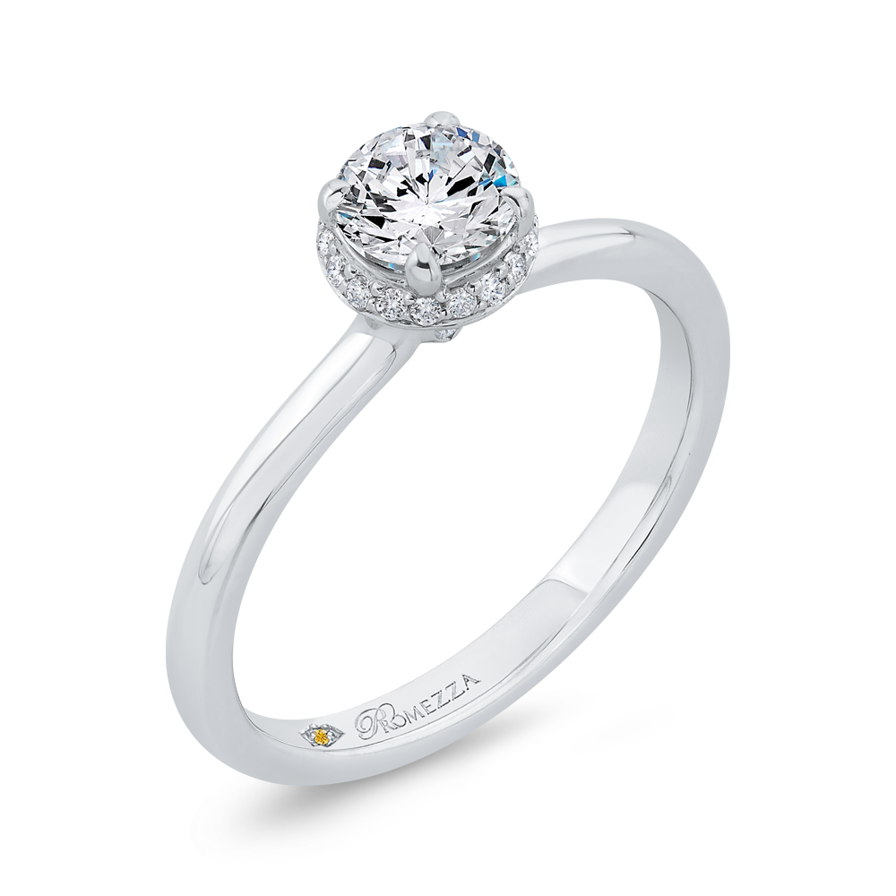 Diamond Halo Engagement Ring in 14K White Gold