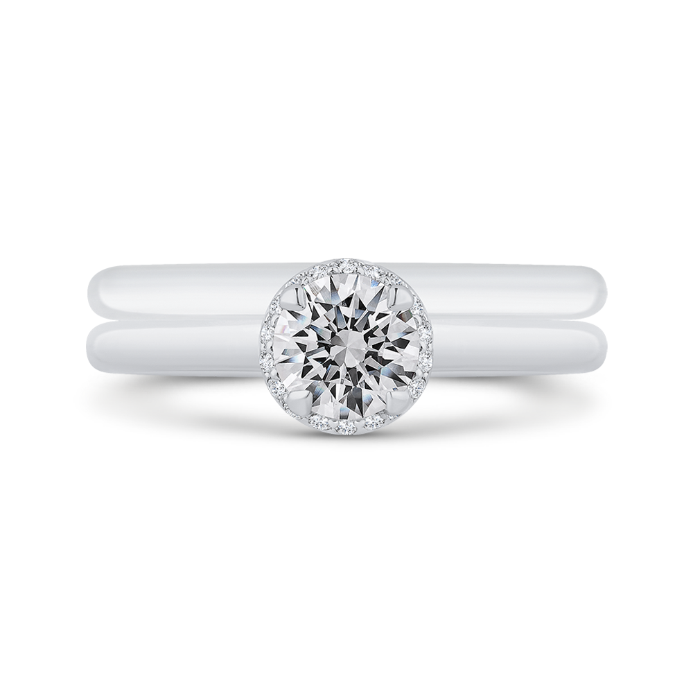 Diamond Halo Engagement Ring in 14K White Gold