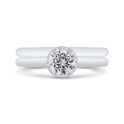 Diamond Halo Engagement Ring in 14K White Gold