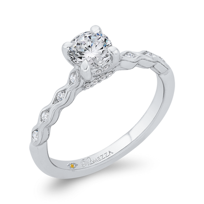 Diamond Solitaire with Accents Engagement Ring in 14K White Gold