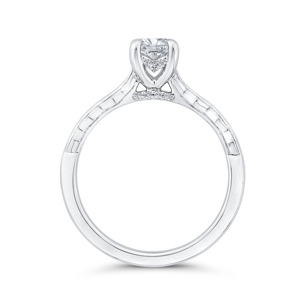 Diamond Solitaire with Accents Engagement Ring in 14K White Gold