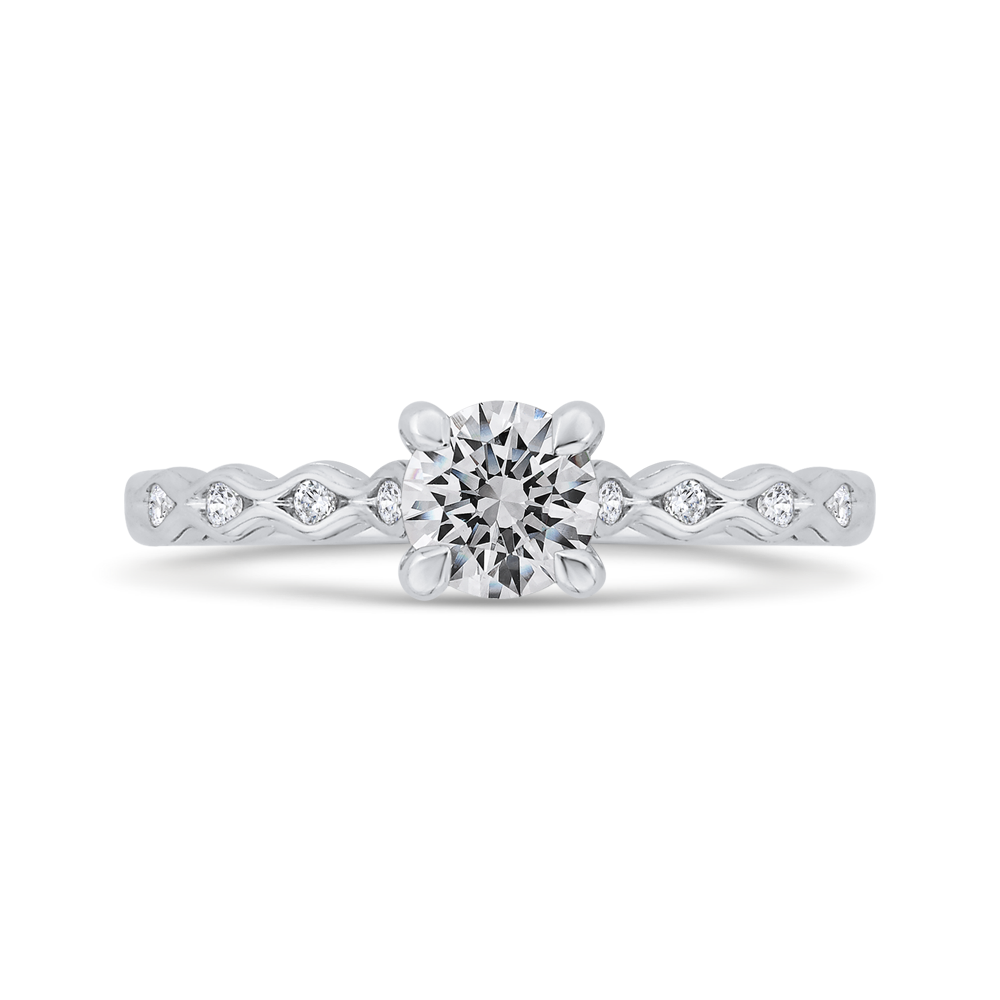 Diamond Solitaire with Accents Engagement Ring in 14K White Gold