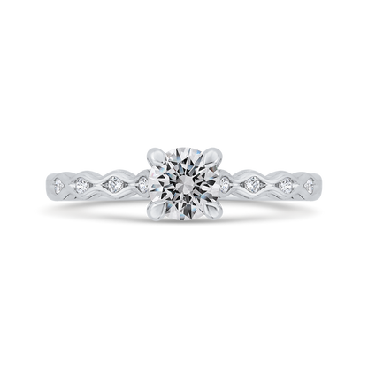 Diamond Solitaire with Accents Engagement Ring in 14K White Gold