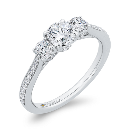 Diamond Three-Stone Plus Engagement Ring in 14K White Gold