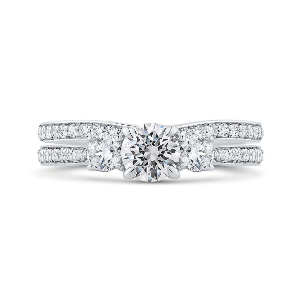 Diamond Three-Stone Plus Engagement Ring in 14K White Gold