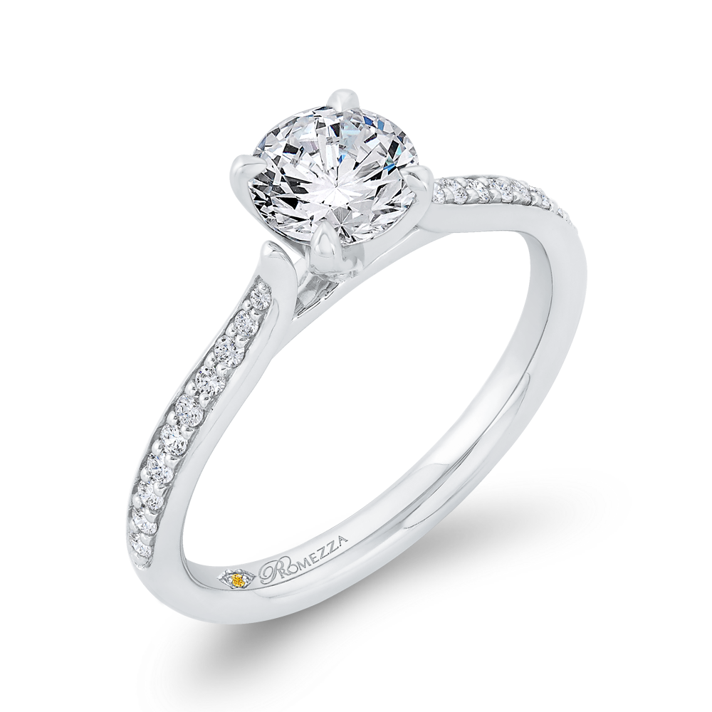 Round Diamond Solitaire Plus Engagement Ring in 14K White Gold