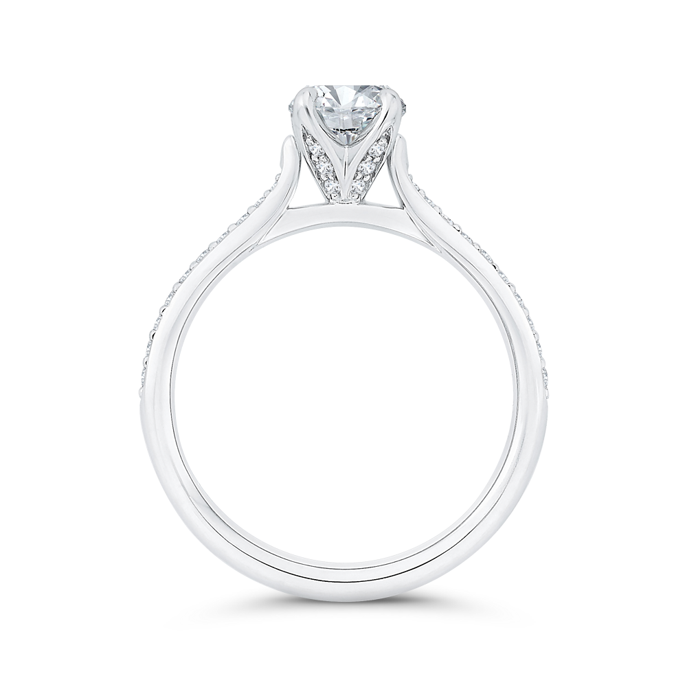 Round Diamond Solitaire Plus Engagement Ring in 14K White Gold