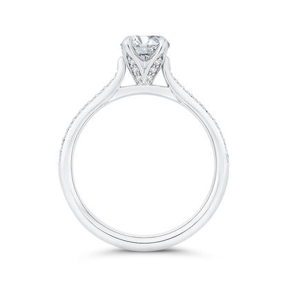 Round Diamond Solitaire Plus Engagement Ring in 14K White Gold