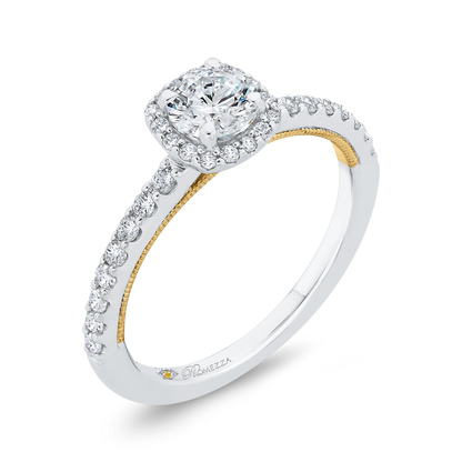 Diamond Halo Engagement Ring in 14K Two Tone Gold