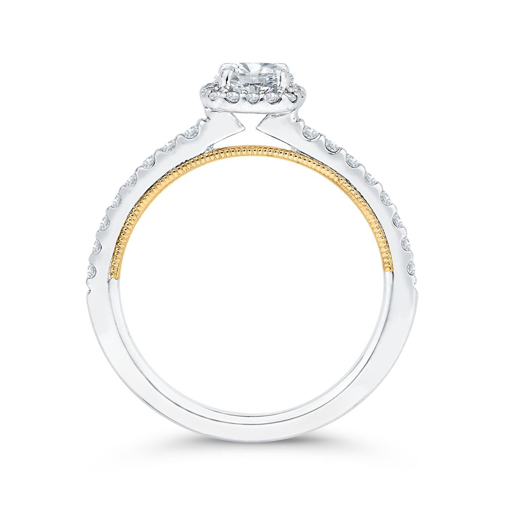 Diamond Halo Engagement Ring in 14K Two Tone Gold