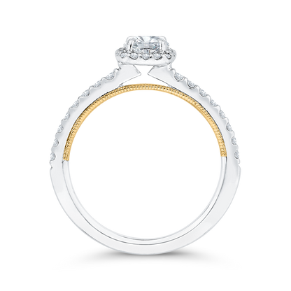 Diamond Halo Engagement Ring in 14K Two Tone Gold