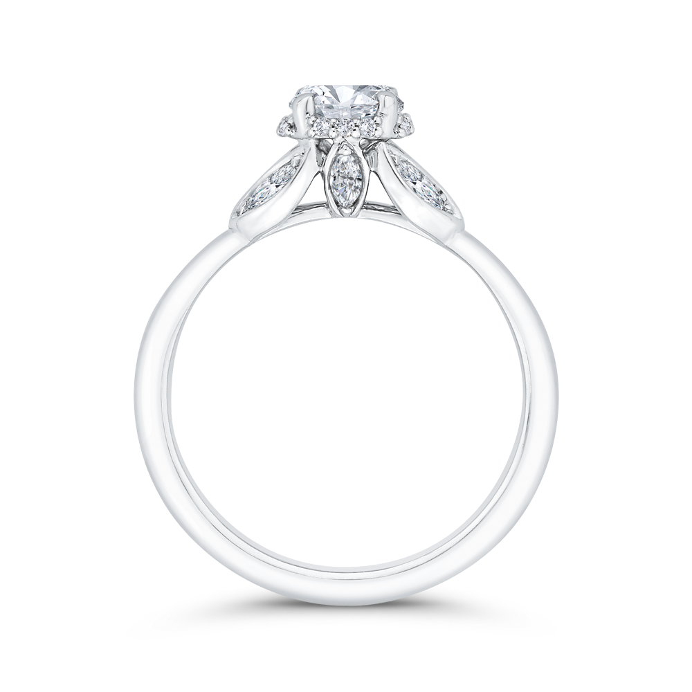 Round Diamond Solitaire Plus Engagement Ring in 14K White Gold