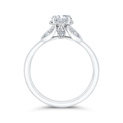 Round Diamond Solitaire Plus Engagement Ring in 14K White Gold