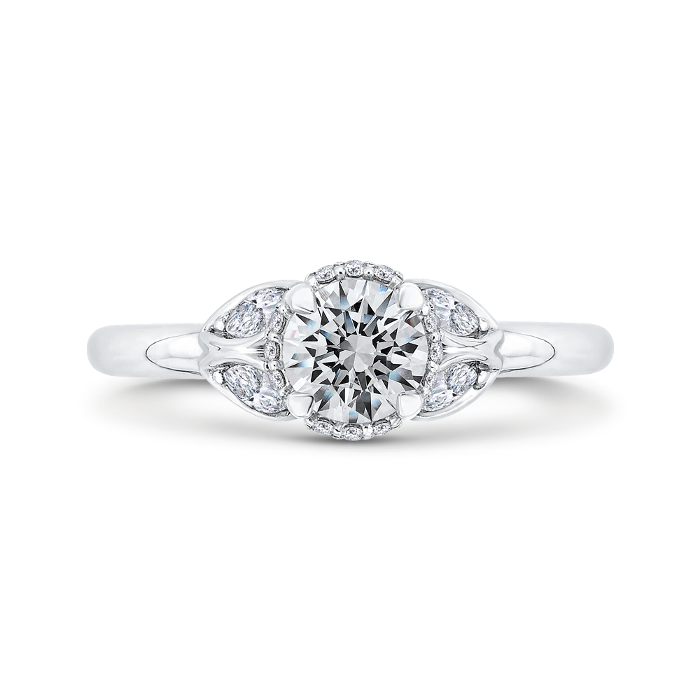 Round Diamond Solitaire Plus Engagement Ring in 14K White Gold