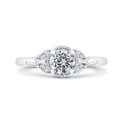 Round Diamond Solitaire Plus Engagement Ring in 14K White Gold