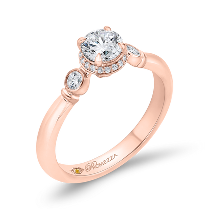 Three-Stone Plus Round Diamond Engagement Ring in 14K Rose Gold