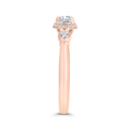 Three-Stone Plus Round Diamond Engagement Ring in 14K Rose Gold