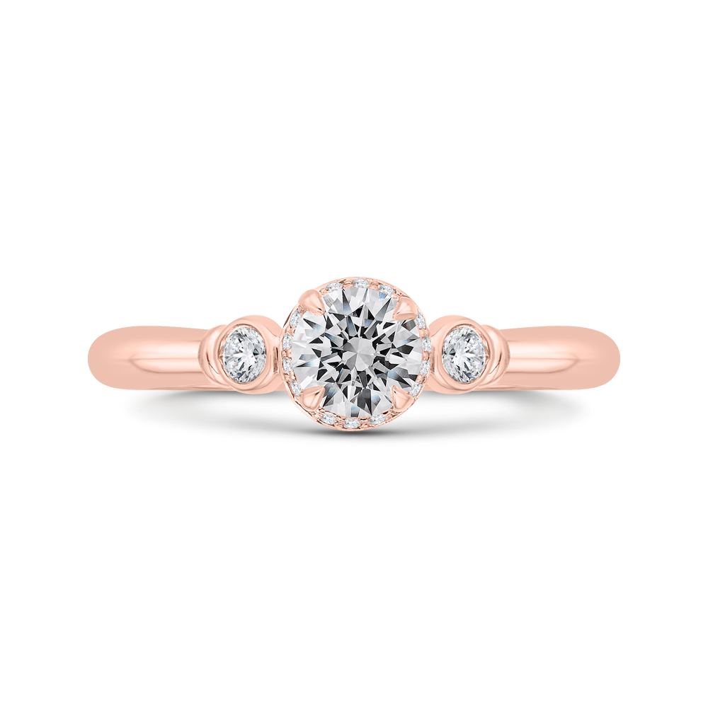 Three-Stone Plus Round Diamond Engagement Ring in 14K Rose Gold