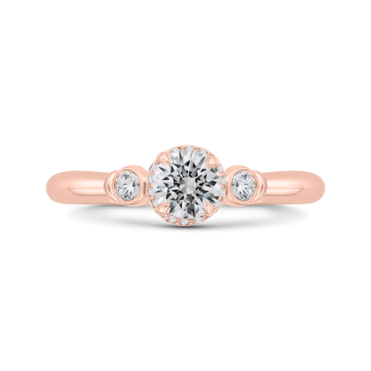 Three-Stone Plus Round Diamond Engagement Ring in 14K Rose Gold