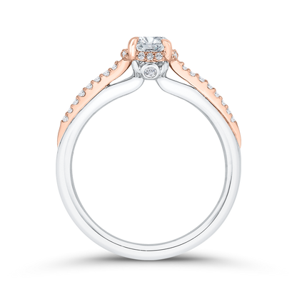 Diamond Halo Engagement Ring in 14K Two Tone Gold