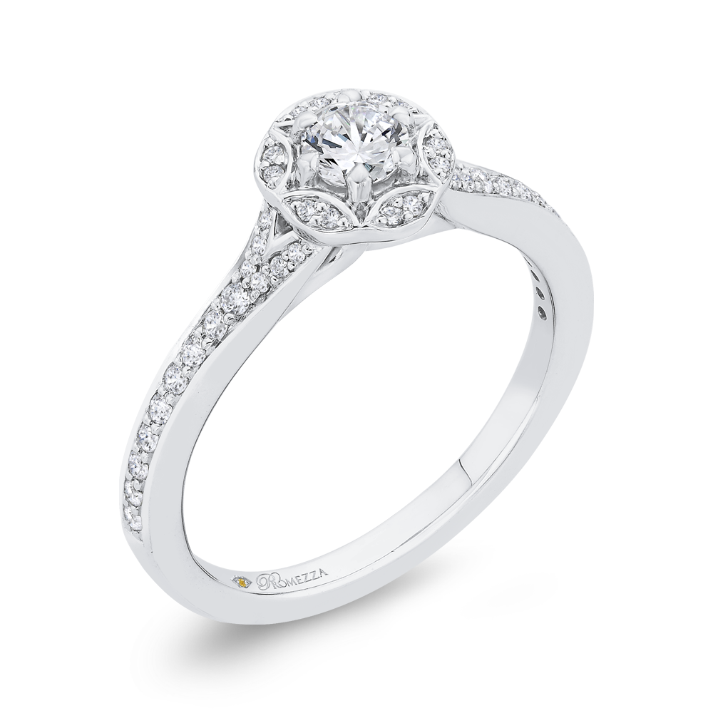 Diamond Halo Engagement Ring in 14K White Gold