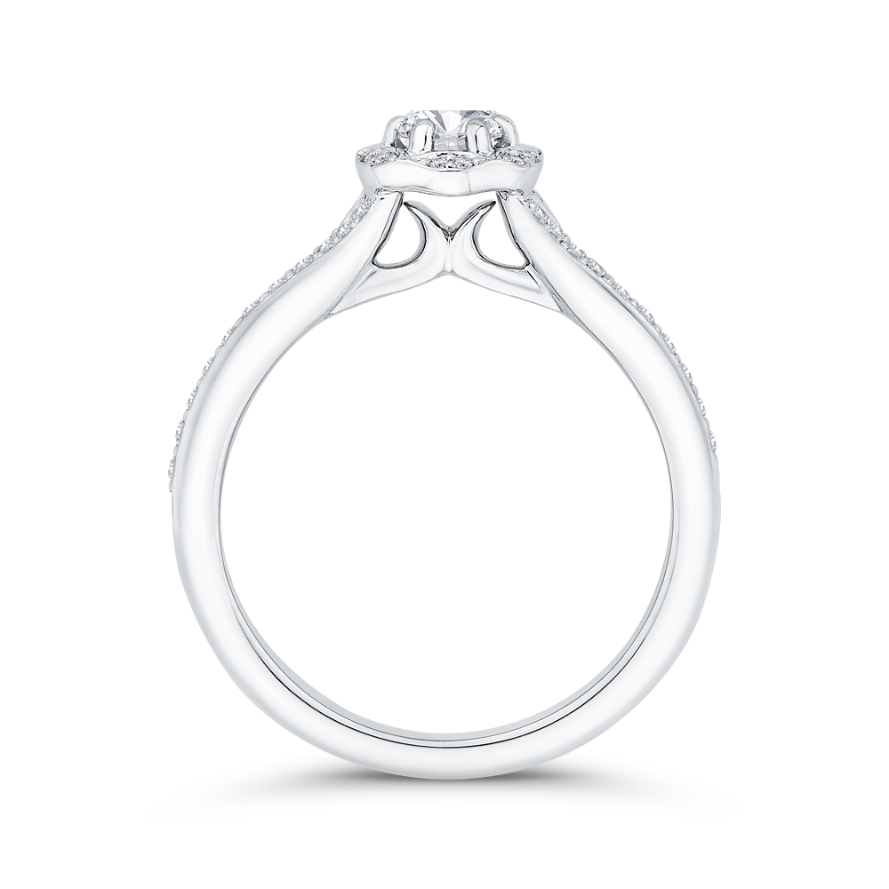 Diamond Halo Engagement Ring in 14K White Gold