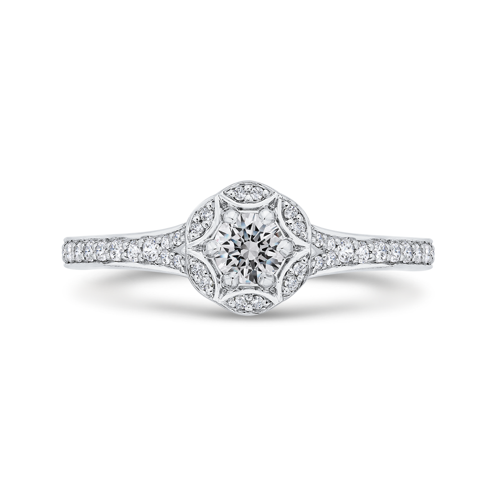 Diamond Halo Engagement Ring in 14K White Gold