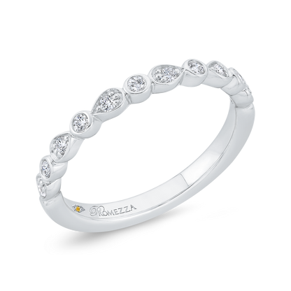 Bezel Set Diamond Wedding Band in 14K White Gold