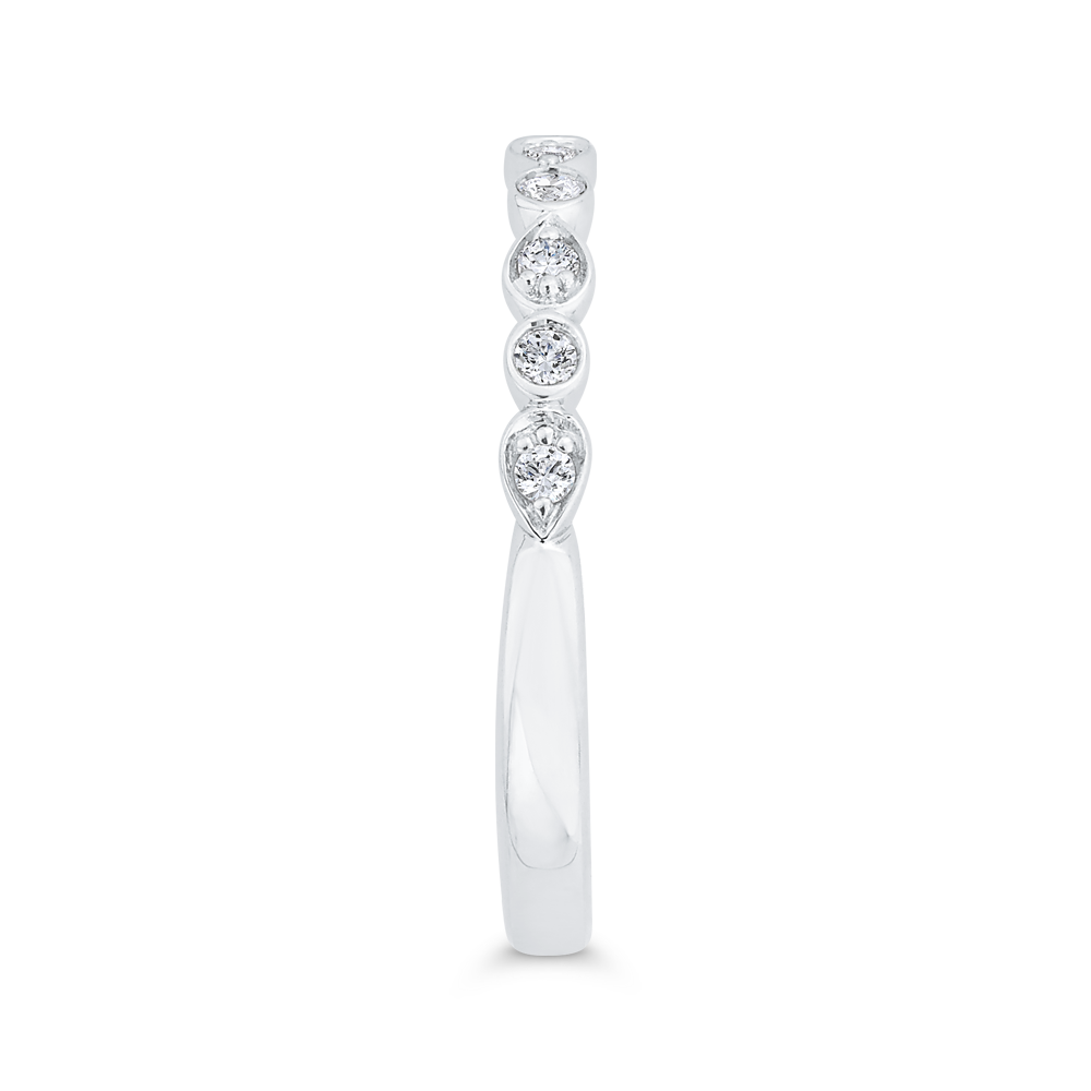 Bezel Set Diamond Wedding Band in 14K White Gold
