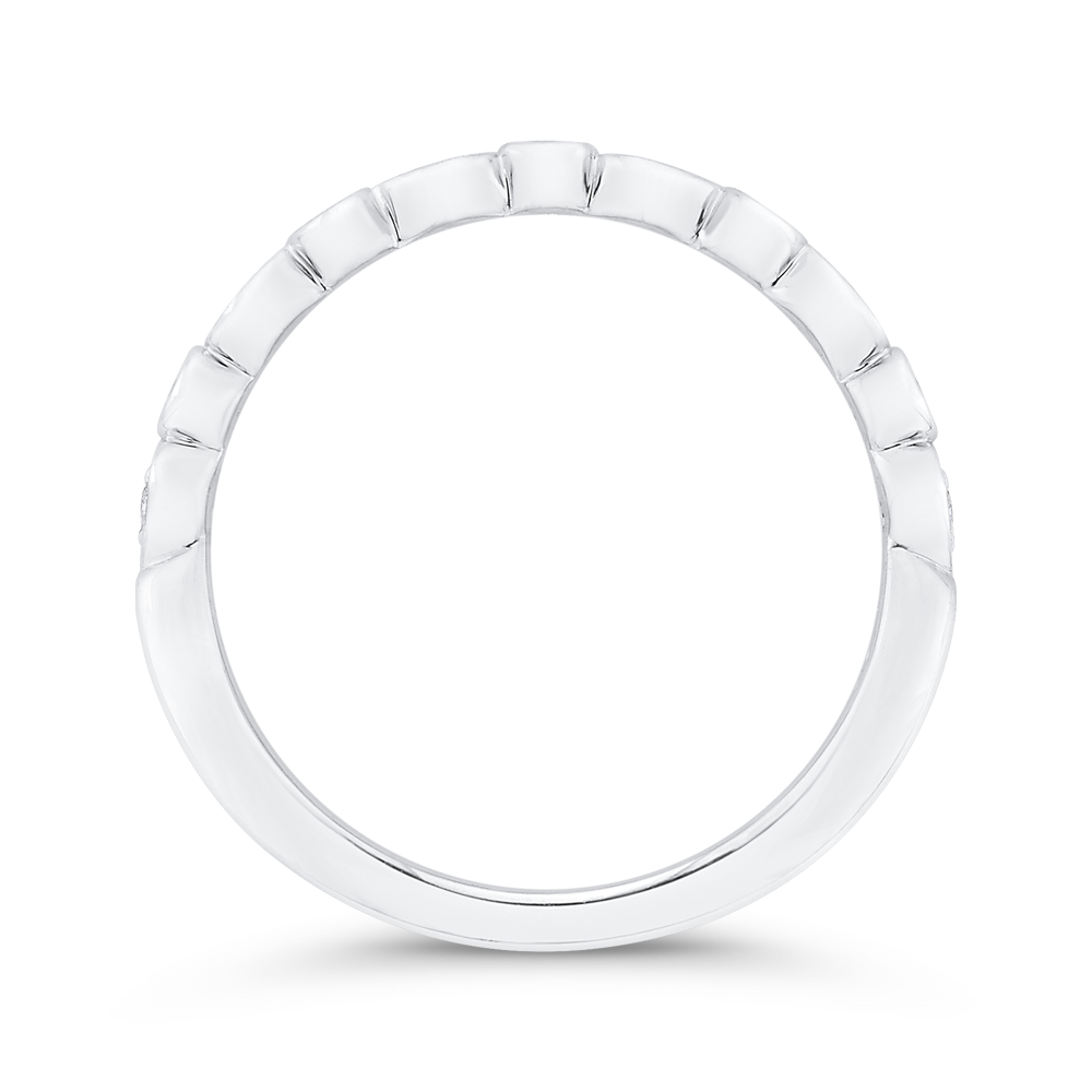 Bezel Set Diamond Wedding Band in 14K White Gold