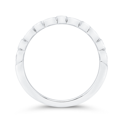 Bezel Set Diamond Wedding Band in 14K White Gold
