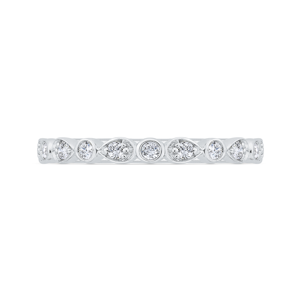 Bezel Set Diamond Wedding Band in 14K White Gold