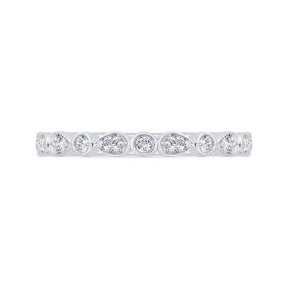 Bezel Set Diamond Wedding Band in 14K White Gold