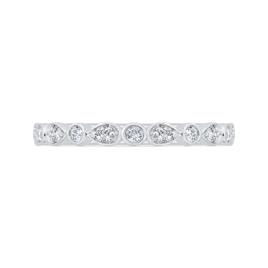 Bezel Set Diamond Wedding Band in 14K White Gold