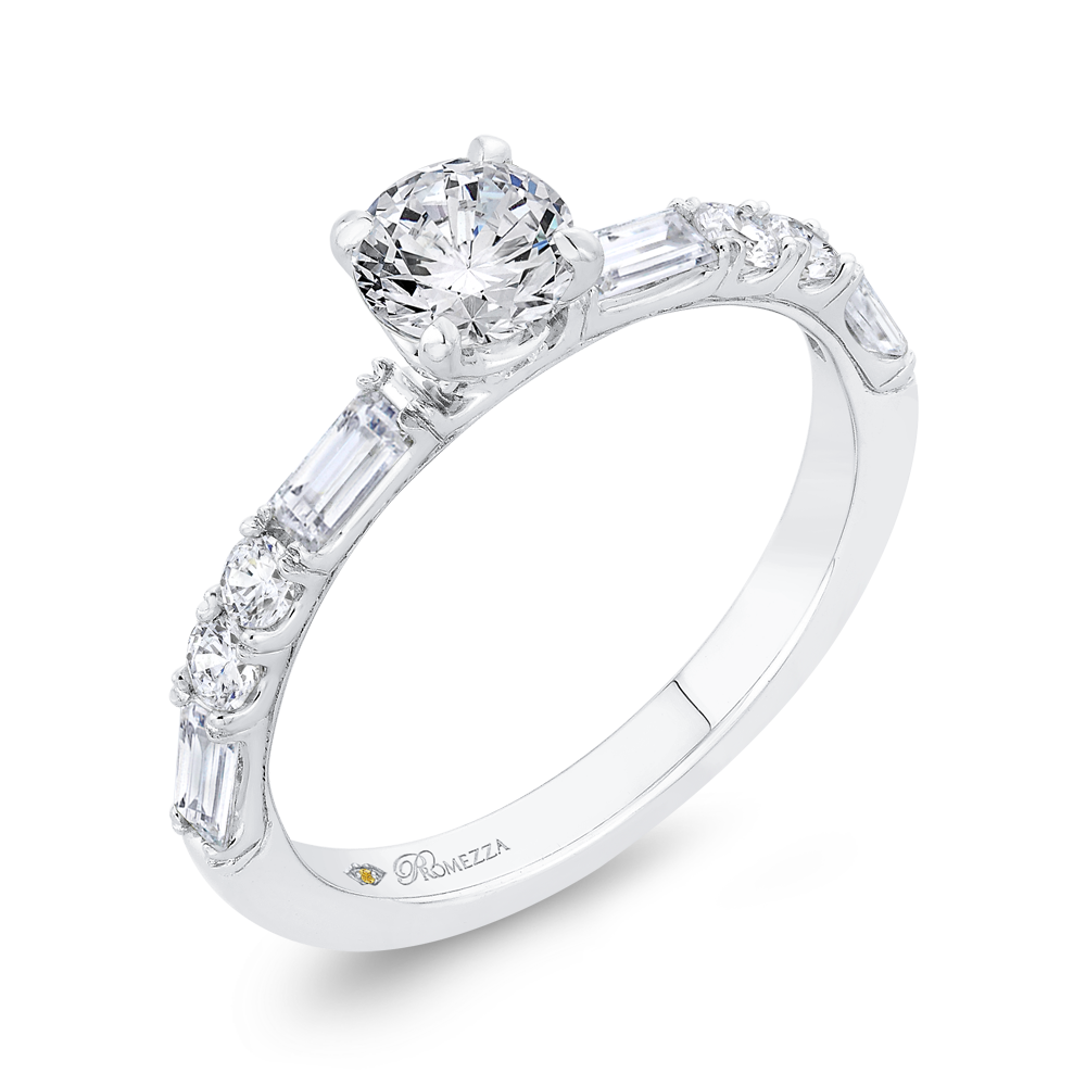 Diamond Solitaire Plus Engagement Ring in 14K White Gold