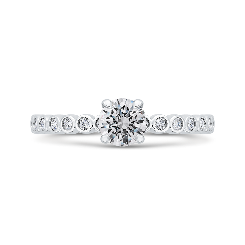 Bezel Set Round Diamond Engagement Ring in 14K White Gold