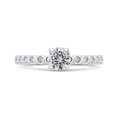 Bezel Set Round Diamond Engagement Ring in 14K White Gold