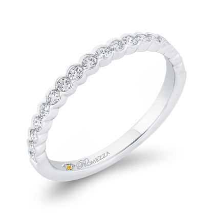 Bezel Set Diamond Wedding Band in 14K White Gold