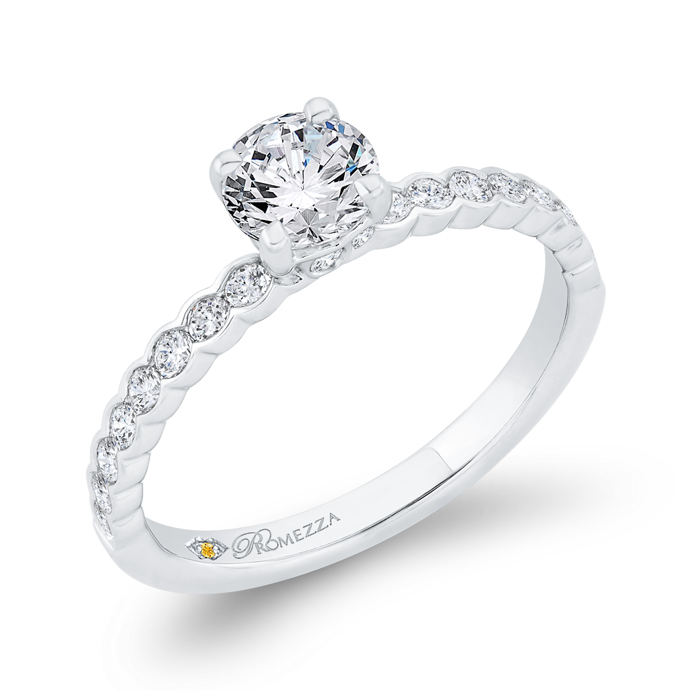 Bezel Set Round Diamond Solitaire Plus Engagement Ring in 14K White Gold