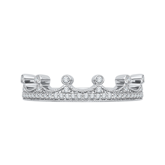 Round Diamond Half-Eternity Wedding Band in 14K White Gold