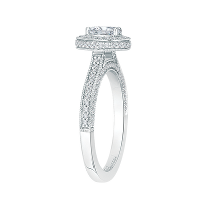 Pear Cut Diamond Halo Engagement Ring in 14K White Gold