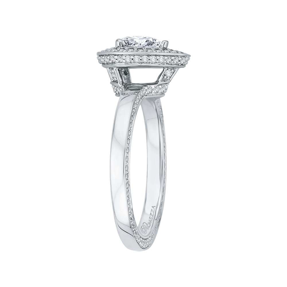 Pear Cut Diamond Double Halo Engagement Ring in 14K White Gold